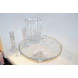 Glassware - a contemporary clear glass comport; a contemporary vase;