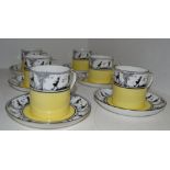 A Foley china set of six coffee cans and saucers,