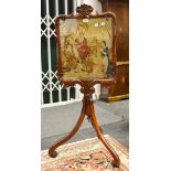 A Victorian tapestry pole screen,