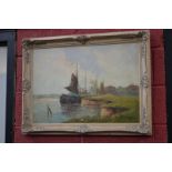Willem Hendrik Van Norden (1883-1978) Dutch Barges, awaiting the tide, signed, oil on canvas,