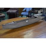 Tribal Art - a South Pacific out-rigger of a canoe, gunwale planking, strung with cord throughout,