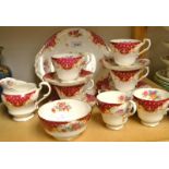 A Paragon Rockingham pattern tea service for six comprising side plates, creamer, sugar bowl,
