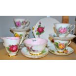 A Roslyn china series of authentic world famous Wheatcroft roses pattern tea service comprising