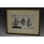 Gerald Gibbs Boats in Harbour signed, watercolour, 15.