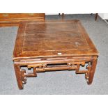 A Chinese square occasional table, fret frieze, 91cm wide,