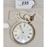 A Victorian silver pocket watch, Roman numerals, secondary dial,