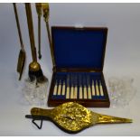 A Victorian set of six close plated fruit knives and forks,