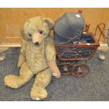 Toys & Juvenalia - a large early 20th century blonde mohair teddy bear, pointed nose,