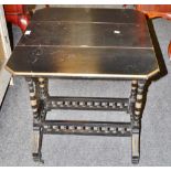 A Victorian Aesthetic Movement ebonised dropleaf side table, c.