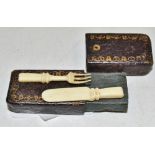 A miniature cased knife and Fork