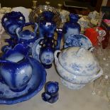 Ceramics - a Staffordshire Flo Blue oversized teapot,