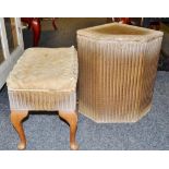 A Lloyd loom washing basket and stool