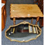 An oak occasional table, pie crust edge, oversailing top,