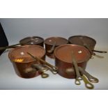 Copper - a set of five Helvetia copper pans with cover
