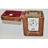 A French brass carriage clock, Arabic numerals, cased,