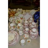 Teawares - a Queen's Virginia Strawberry pattern tea-for-two teapot, additional cups and saucers,