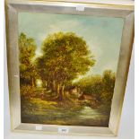 English School (19th century) The Mill Pond oil on board, indistinctly signed,