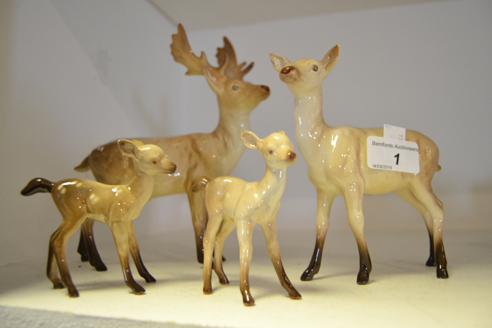 A Beswick Deer family, Stag , Hine ,