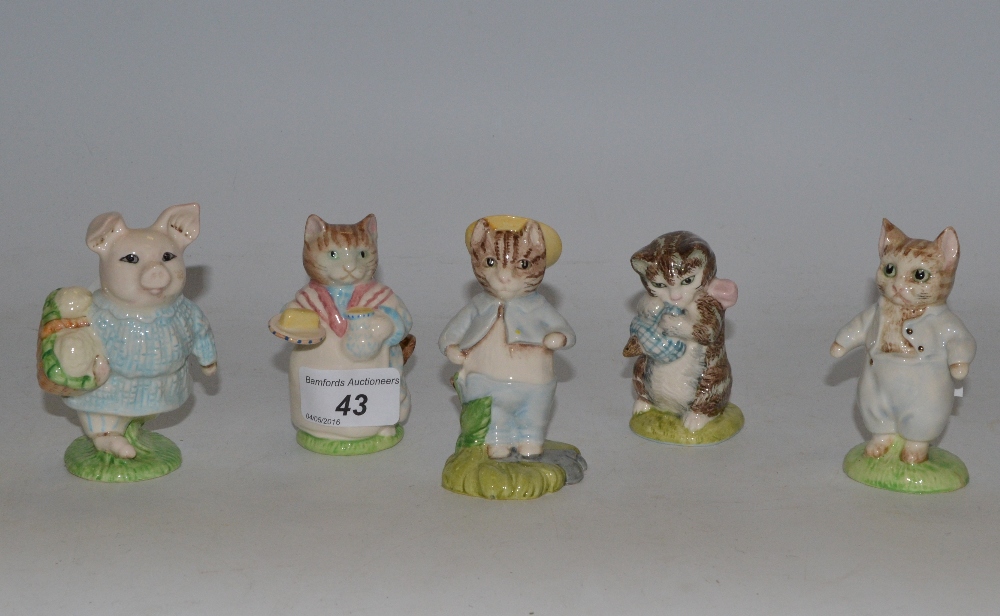 Beswick Beatrix Potter - various, brown back stamp, including Little Pig Robinson, Miss Moppet,