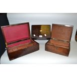 A Victorian mahogany writing slope, faults; a Victorian mahogany workbox,