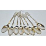 A set of eight Victorian Fiddle pattern tea spoons,