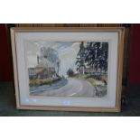 Sidney Wright The Road Out of Town signed, dated 1974, watercolour,