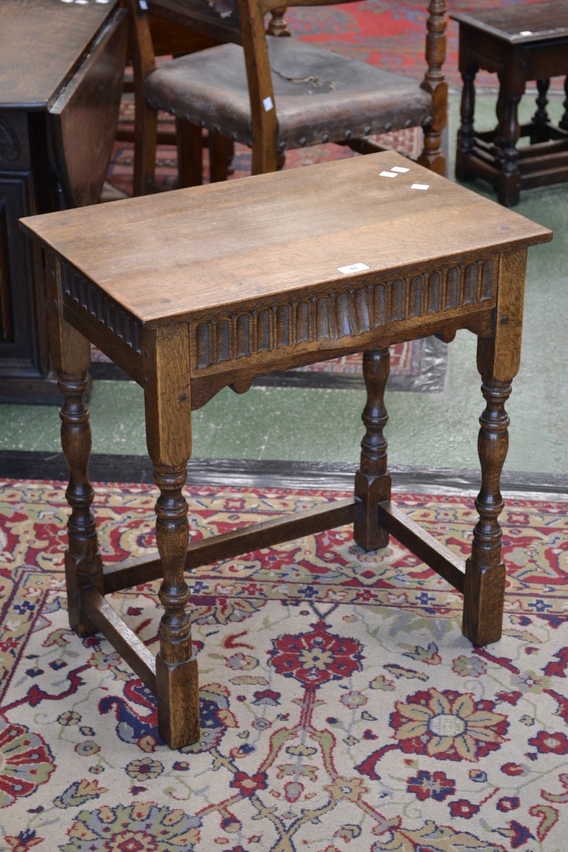 An oak Rupert Griffith side table with single drawer.