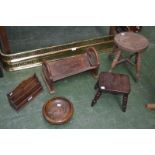 Treen - an oak farmhouse kitchen stool,