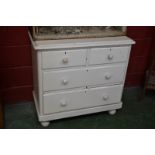 A Victorian painted pine chest, moulded over sailing top above two short over two long drawers,