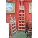 A large set of vintage wooden steps;