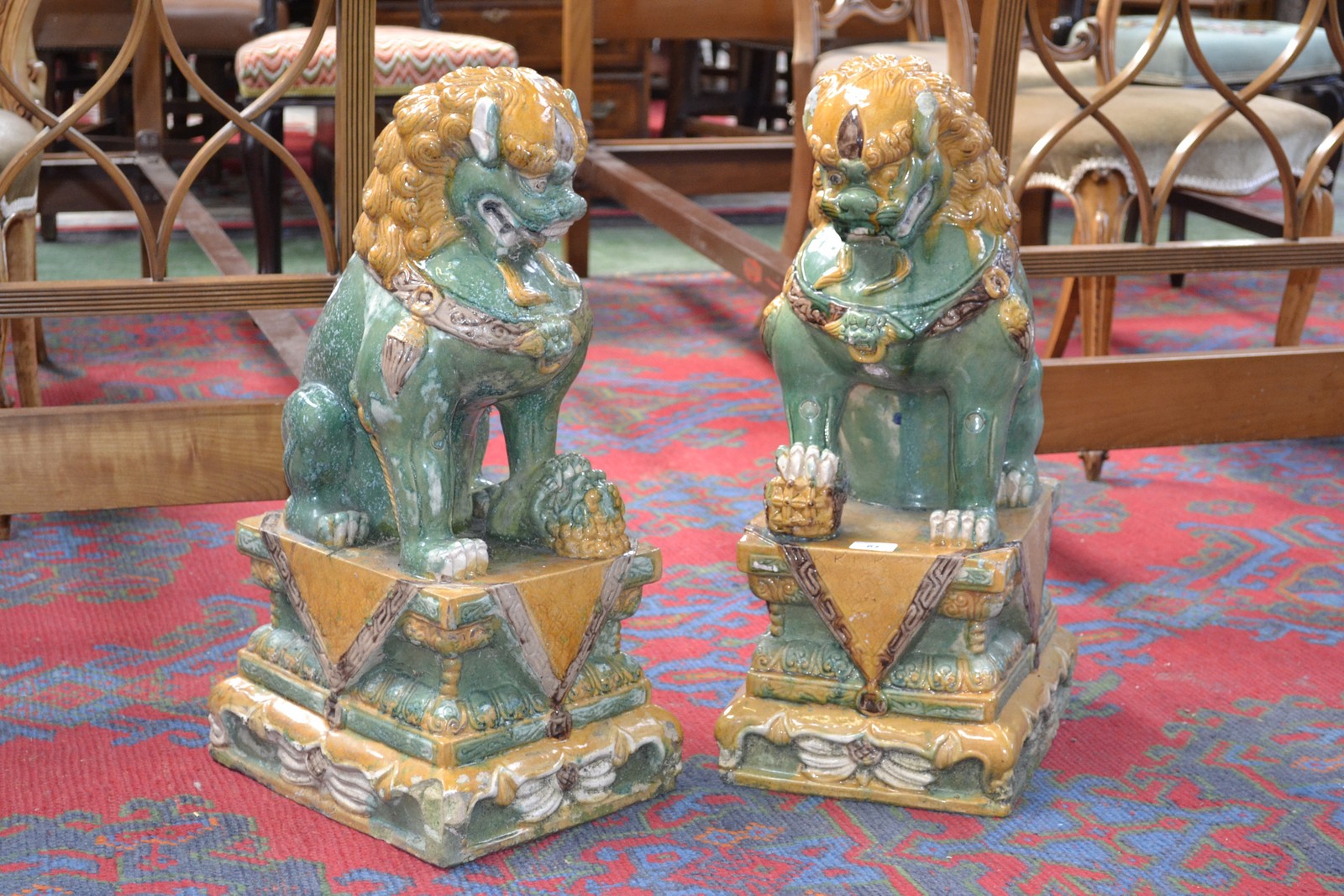 A pair of Chinese style temple lions