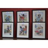 Louis Wain, after, a set of eight coloured prints, Tinker, Tailor, Soldier, Sailor, Rich man,