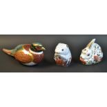 A Royal Crown Derby paperweight, Woodland Pheasant, gold stopper, boxed; others similar,