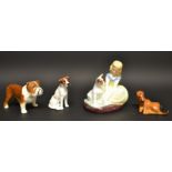 A Royal Doulton figure Golden days HN2274 ; a Beswick bulldog;a Royal Doulton terrier,
