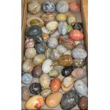 Geology - A collection of polished stone eggs, including, green onyx, banded onyx, marble,