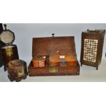 Boxes and Objects - an oriental octagonal box, short drawer, brass decoration, plinth base; others ,