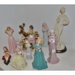 Decorative Figures - a continental Lladro type figure; a Coalport Celebration Time figure; others;