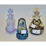 Glass - a Millefiori glass scent bottle; a Caithness Nova paperweight;