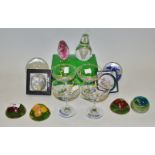 Glassware - glass paperweights, Babycham glasses, Royal Krona Sweden,