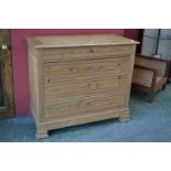 A French pine four drawer chest of drawers, c.