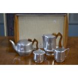 A Picquot ware four piece tea service on associated tray.