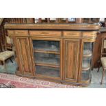 A Victorian gilt metal mounted walnut and mahogany side cabinet,