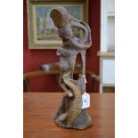 John Grain, sculpture in clay, abstract lovers entwined, signed in the maquette,