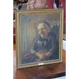 Victor Clarke Portrait of Old Sally signed, oil on canvas, 43.