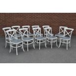 A set of eleven bentwood style cafe chairs.