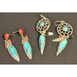 A pair of sterling silver dream catcher earrings,