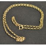 A 9ct gold oval belcher link necklace, 58cm long, 13.