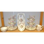 A Royal Standard Mandarin pattern tea service for six, comprising 21cm plates, 16cm plates, creamer,