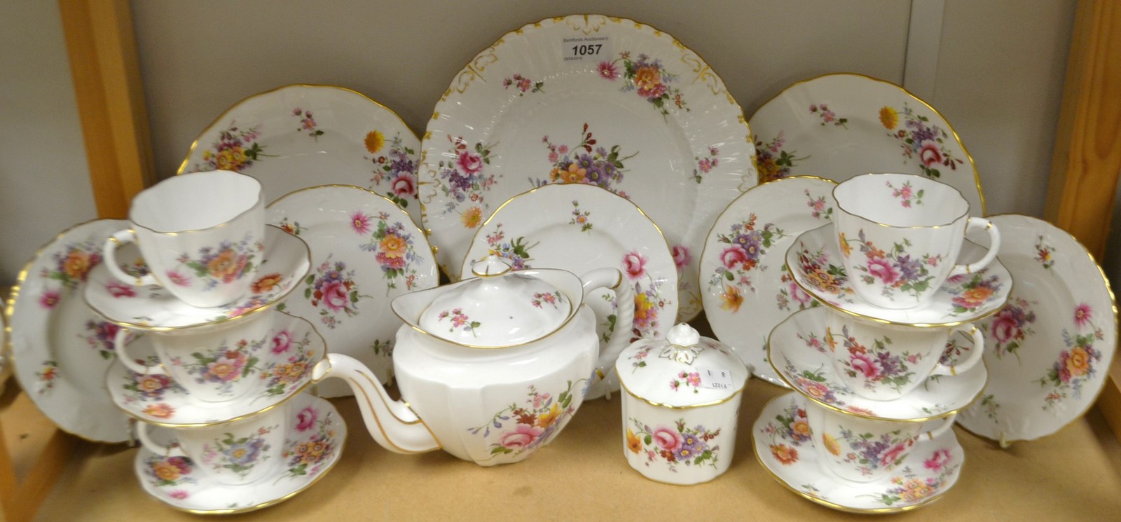 A Royal Crown Derby Posies pattern tea service, comprising 27cm plate, 21cm plates, 16cm plates,