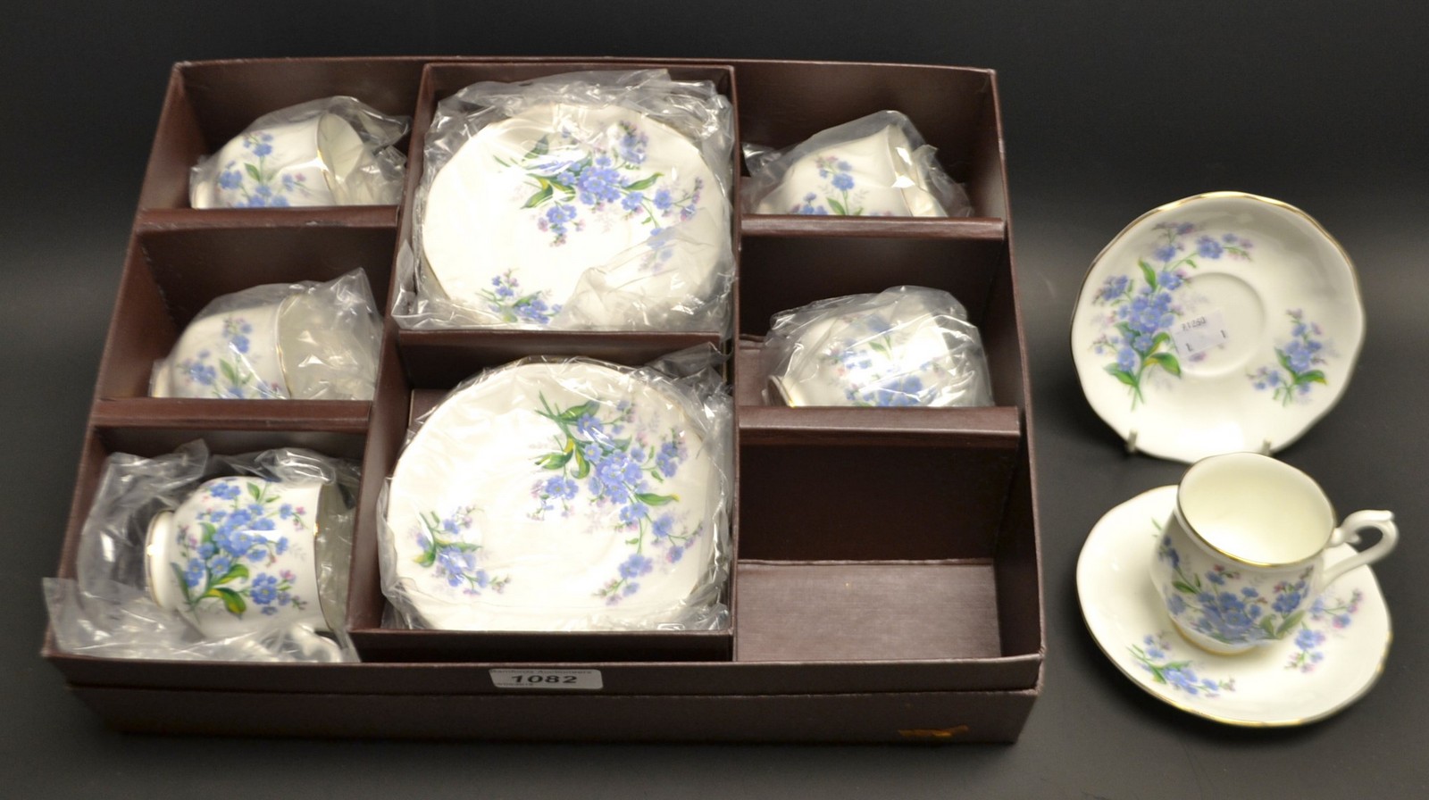 A Royal Albert Forget-Me-Not coffee cups and saucers for six,